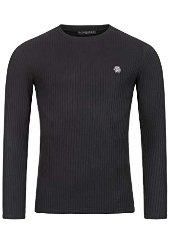Redbridge Longsleeve für Herren Gerippter Pullover Slim Fit Schwarz XL von Redbridge