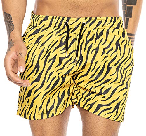 Redbridge Premium Badehose Badeshorts kurz schnelltrocknend und robust Tiger Gelb XXL von Redbridge