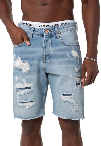 Redbridge Premium Denim Shorts Jeans Kurze Hose Baumwolle Distressed Hellblau W33 von Redbridge