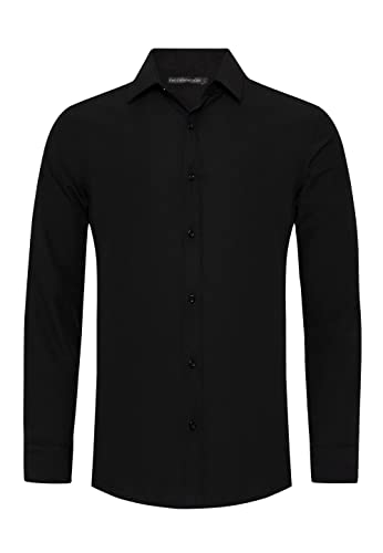 Redbridge Premium Hemd Business Freizeithemd Langarm Bügelleicht Einfarbig Schwarz S von Redbridge