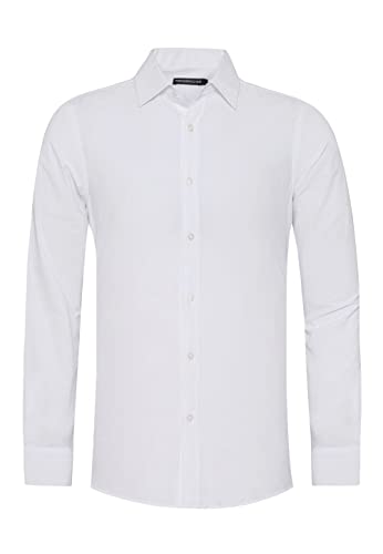 Redbridge Premium Hemd Business Freizeithemd Langarm Bügelleicht Einfarbig Weiß XXL von Redbridge