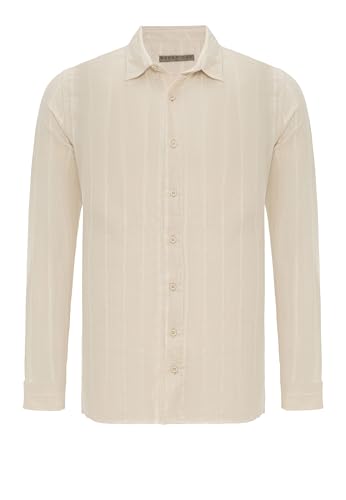 Redbridge Premium Hemd aus Reiner Baumwolle Leinenhemd Casual Business atmungsaktiv Beige L von Redbridge