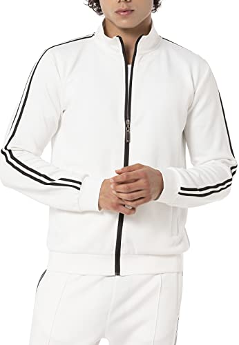 Redbridge Premium Trainingsjacke mit Reißverschluss Sportliche Jacke mit Streifen für Freizeit und Fitness Ecru XL von Redbridge