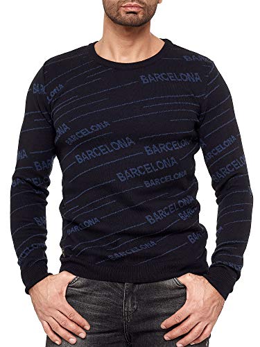 Redbridge Pullover mit Rundhalsausschnitt für Herren Feinstrickpullover Design Barcelona Blau XXL von Redbridge