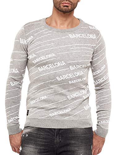 Redbridge Pullover mit Rundhalsausschnitt für Herren Feinstrickpullover Design Barcelona Grau L von Redbridge