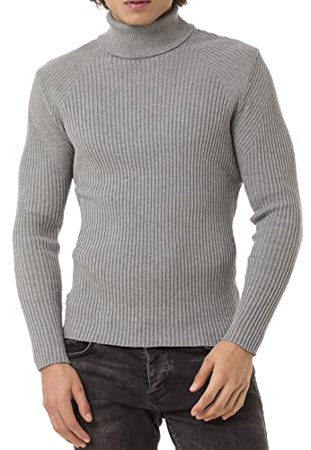 Redbridge Rollkragen Strickpullover mit Gerippter Struktur Muster Grau L von Redbridge