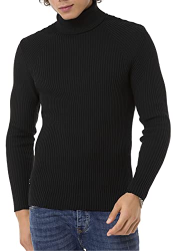 Redbridge Rollkragen Strickpullover mit Gerippter Struktur Muster Schwarz L von Redbridge