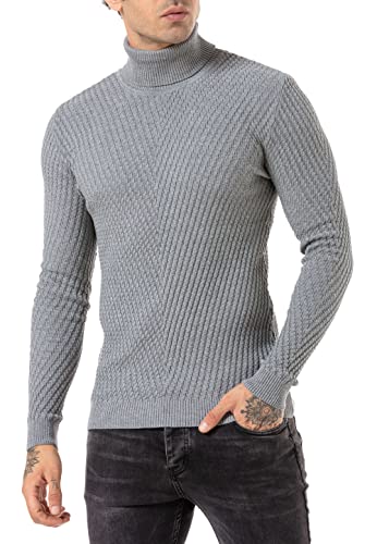 Redbridge Rollkragen Strickpullover mit Muster Grau S von Redbridge