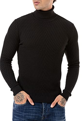 Redbridge Rollkragen Strickpullover mit Muster Schwarz L von Redbridge