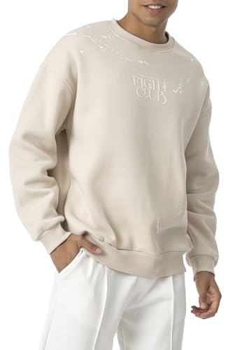Redbridge - Spruce Herren Graphic Paint Spritzer Gedruckt Pullover Beige XL von Redbridge