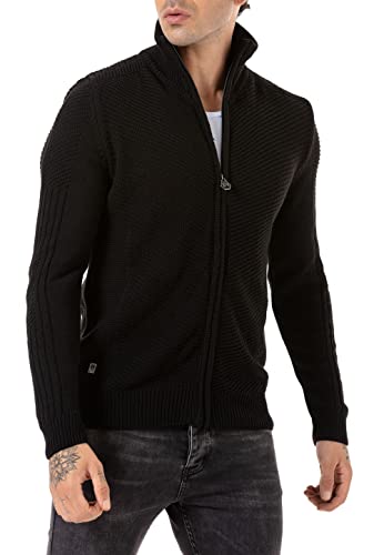 Redbridge Strickjacke Herren Cardigan Reißverschluss Schwarz M von Redbridge