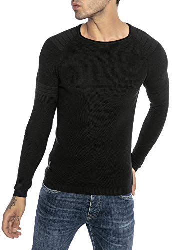 Redbridge Strickpullover für Herren Pullover Sweater Longsleeve Slim Fit Schwarz S von Redbridge