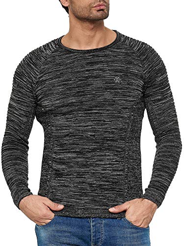 Redbridge Strickpullover für Herren Sweater Slim Fit Classic Structure Knit Melange Schwarz S von Redbridge