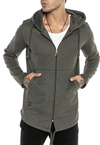 Redbridge Sweatjacke für Herren Cardigan Kapuzenpullover Long Cut Oversize Khaki S von Redbridge