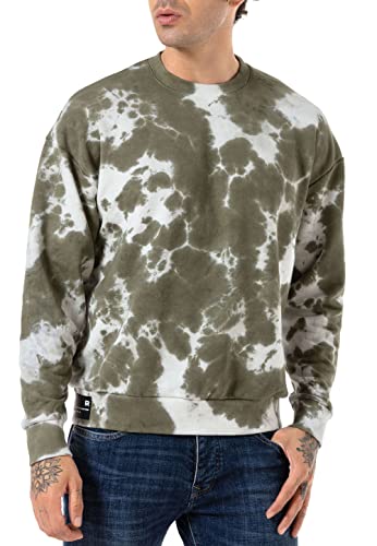 Redbridge Sweatshirt Herren Rundhals Pullover Batik Grün M von Redbridge