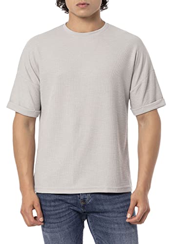 Redbridge T-Shirt für Herren Kurzarm Basic mit Krempelärmel L Ecru von Redbridge