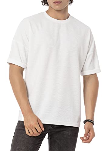 Redbridge T-Shirt für Herren Kurzarm Basic mit Krempelärmel L Weiß von Redbridge