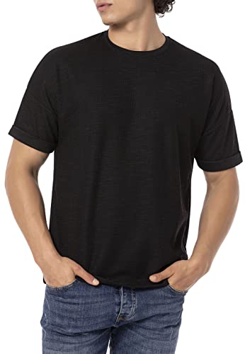 Redbridge T-Shirt für Herren Kurzarm Basic mit Krempelärmel M Schwarz von Redbridge