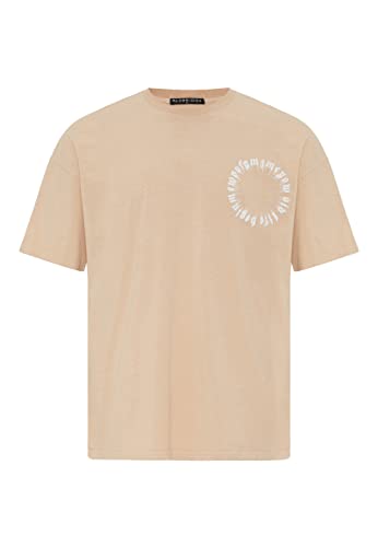 Redbridge T-Shirt für Herren Kurzarm mit Calligraphy Druck-Motiv Baumwolle S Beige von Redbridge