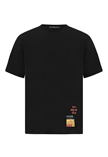 Redbridge T-Shirt für Herren Kurzarm mit Druck-Motiv Oversized Baumwolle M Schwarz von Redbridge