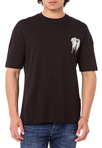 Redbridge T-Shirt für Herren Kurzarm mit Druck-Motiv Oversized Baumwolle S Schwarz von Redbridge
