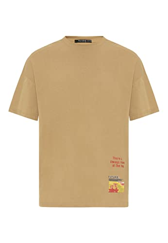 Redbridge T-Shirt für Herren Kurzarm mit Druck-Motiv Oversized Baumwolle M Camel von Redbridge