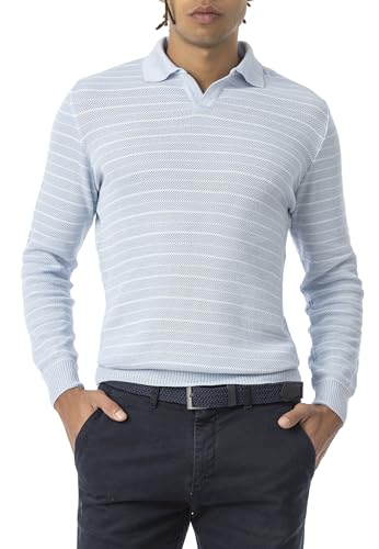 Redbridge - Tarz Cool Herren Langarm Polo Pullover mit Streifenmuster Hellblau XL von Redbridge