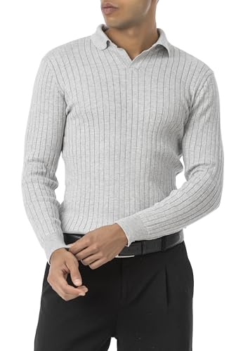 Redbridge - Tarz Cool Herren Strickpullover Polo Kragen Langarm Grau M von Redbridge