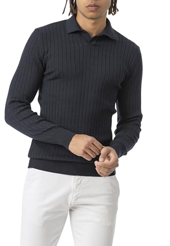 Redbridge - Tarz Cool Herren Strickpullover Polo Kragen Langarm Navyblau XL von Redbridge