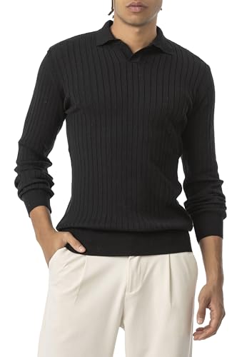 Redbridge - Tarz Cool Herren Strickpullover Polo Kragen Langarm Schwarz M von Redbridge
