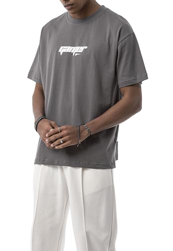 Redbridge by Maksim Oversized T Shirt Herren Gamer Print Unisex Streetwear Lockerer Schnitt Dunkelgrau Gr.L von Redbridge