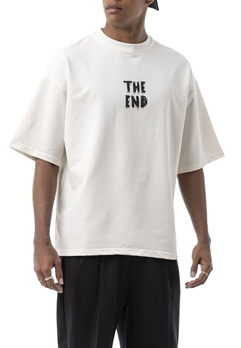 Redbridge by Maksim Unisex Oversized T-Shirt The End Backprint Rundhals Premium Weiß Gr.XL von Redbridge