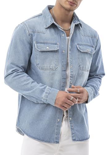 Redbridge by Spruce – Denim Hemdjacke – Jeanshemd mit Druckknöpfen – Overshirt mit Brusttaschen – Langarm Regular Fit Hellblau XXL Redbridge by Spruce – Denim Hemdjacke – Jeanshemd mit Druckknöpfen – Overshirt mit Brusttaschen – Langarm Regular Fit Hellblau XXL von Redbridge