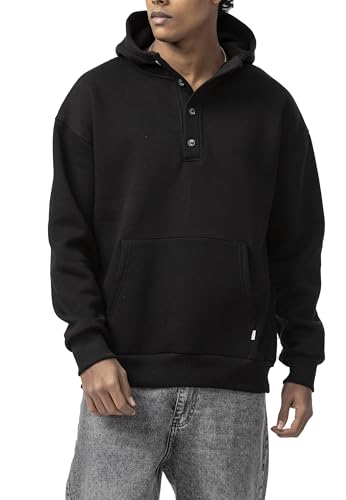 Redbridge by Spruce - Hoodie mit Knopfleiste - Oversized Kapuzenpullover mit Kängurutasche – Lässiger Casual Look Schwarz XL von Redbridge