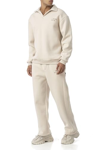 Redbridge Lässiges Sweat-Set mit Polokragen – Bequemer Zweiteiler im Oversized-Look Beige XXL von Redbridge