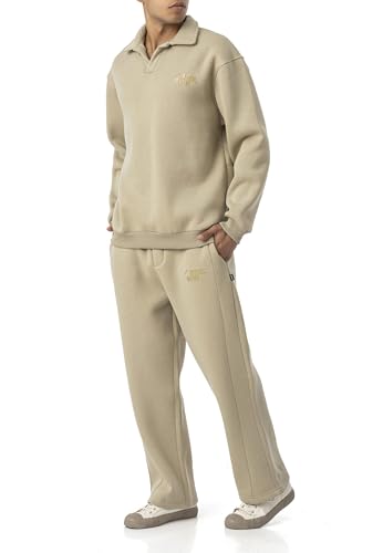 Redbridge Lässiges Sweat-Set mit Polokragen – Bequemer Zweiteiler im Oversized-Look Khaki XXL von Redbridge