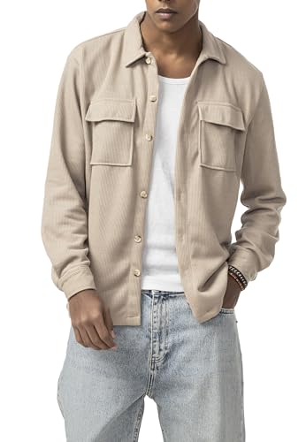 Redbridge by Spruce - Overshirt mit Strukturstoff Lässiges Hemd Oversized für Freizeit und Streetwear Beige L von Redbridge
