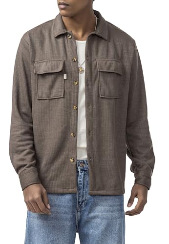 Redbridge by Spruce - Overshirt mit Strukturstoff Lässiges Hemd Oversized für Freizeit und Streetwear Braun XL von Redbridge