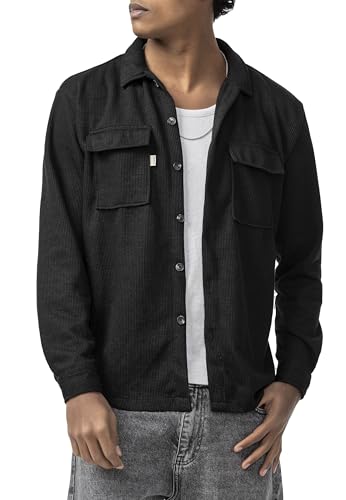 Redbridge by Spruce - Overshirt mit Strukturstoff Lässiges Hemd Oversized für Freizeit und Streetwear Schwarz M von Redbridge