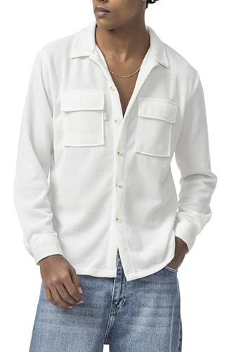 Redbridge by Spruce - Overshirt mit Strukturstoff Lässiges Hemd Oversized für Freizeit und Streetwear Weiß XL von Redbridge