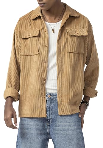 Redbridge by Tarz Cool - Cordhemd - Langarm Overshirt aus Cord - Vintage Hemdjacke mit Brusttaschen Braun M von Redbridge