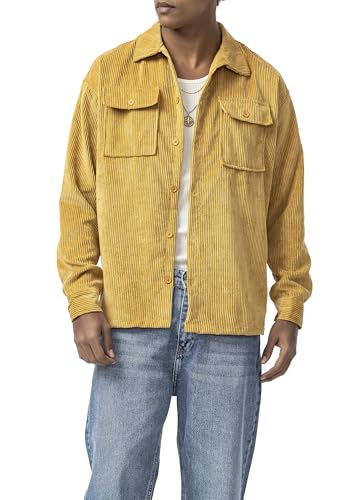 Redbridge by Tarz Cool - Cordhemd - Langarm Overshirt aus Cord - Vintage Hemdjacke mit Brusttaschen Gelb M von Redbridge