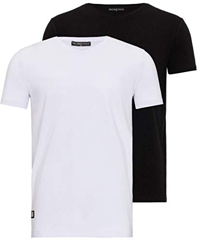 T-Shirt Herren 2er Pack mit V-Ausschnitt V-Neck 1x Schwarz 1x Weiß M von Redbridge