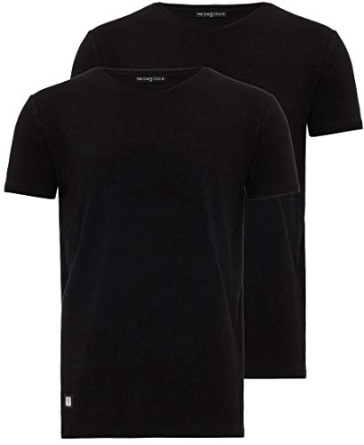 T-Shirt Herren 2er Pack mit V-Ausschnitt V-Neck 2X Schwarz L von Redbridge