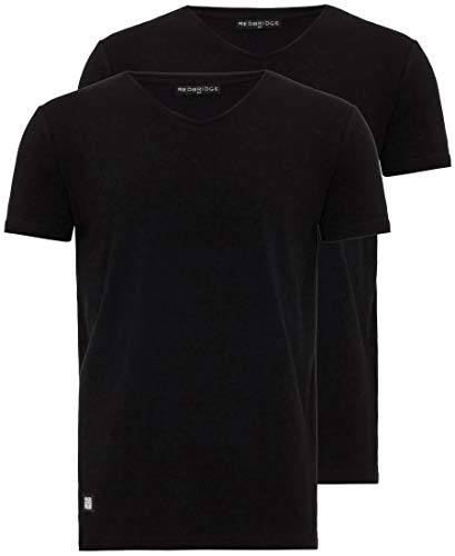 T-Shirt Herren 2er Pack mit V-Ausschnitt V-Neck 2X Schwarz L von Redbridge