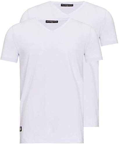 T-Shirt Herren 2er Pack mit V-Ausschnitt V-Neck 2X Weiß L von Redbridge