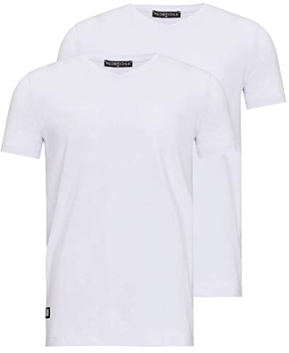 T-Shirt Herren 2er Pack mit V-Ausschnitt V-Neck 2X Weiß L von Redbridge