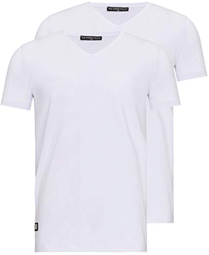 T-Shirt Herren 2er Pack mit V-Ausschnitt V-Neck 2X Weiß XL von Redbridge