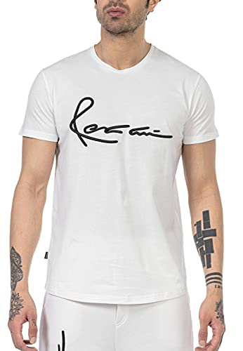 T-Shirt für Herren Kurzarm Baumwolle Rundhals Bestickt Elfenbein M von Redbridge