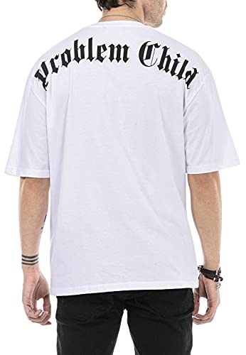 T-Shirt für Herren Oberteil Kurzarm Rundhals Problem Child Baumwolle Gothic Streetstyle Weiß XXL von Redbridge